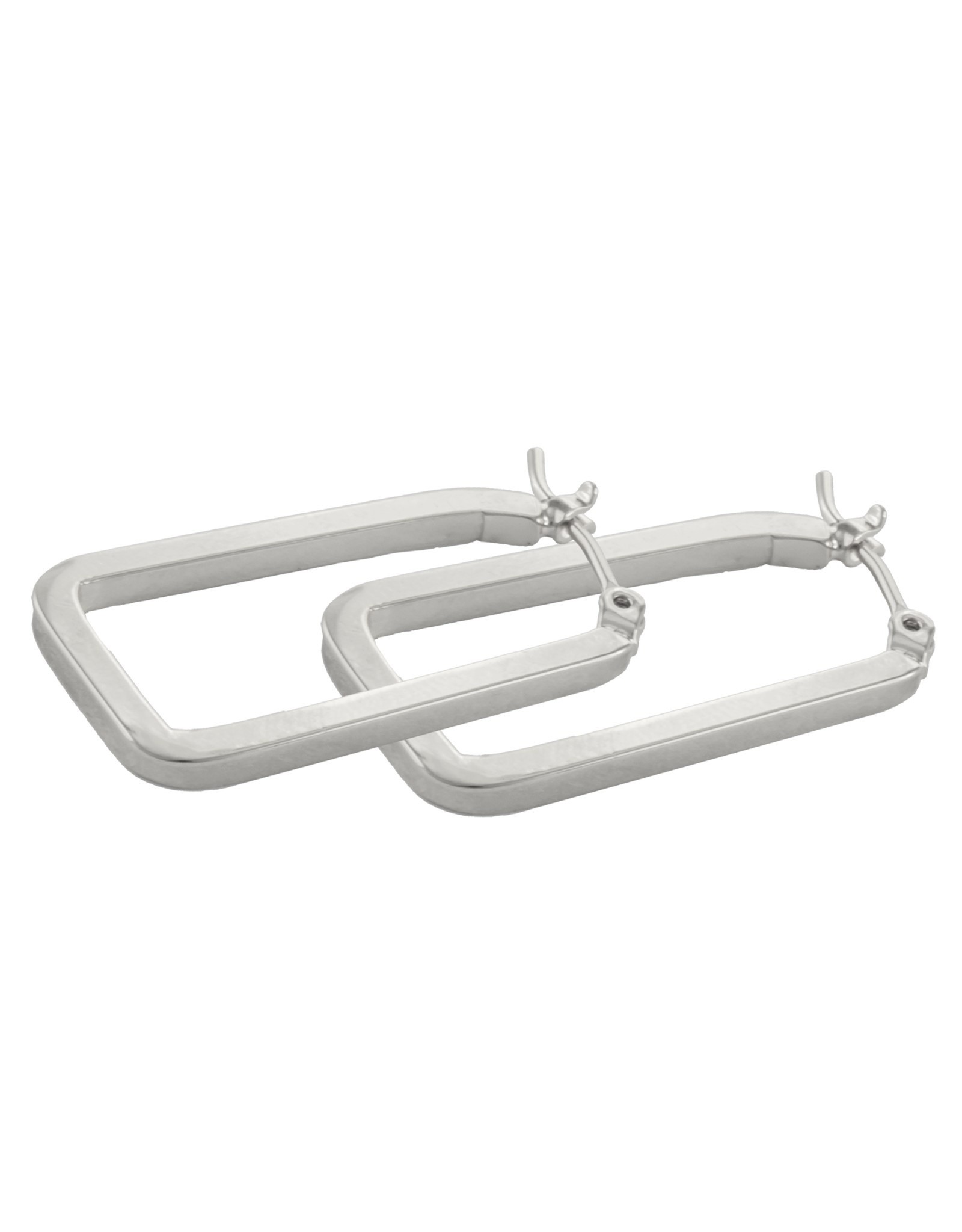 Jackie J 1.2â€³ | Long rectangle hoop earring Silver