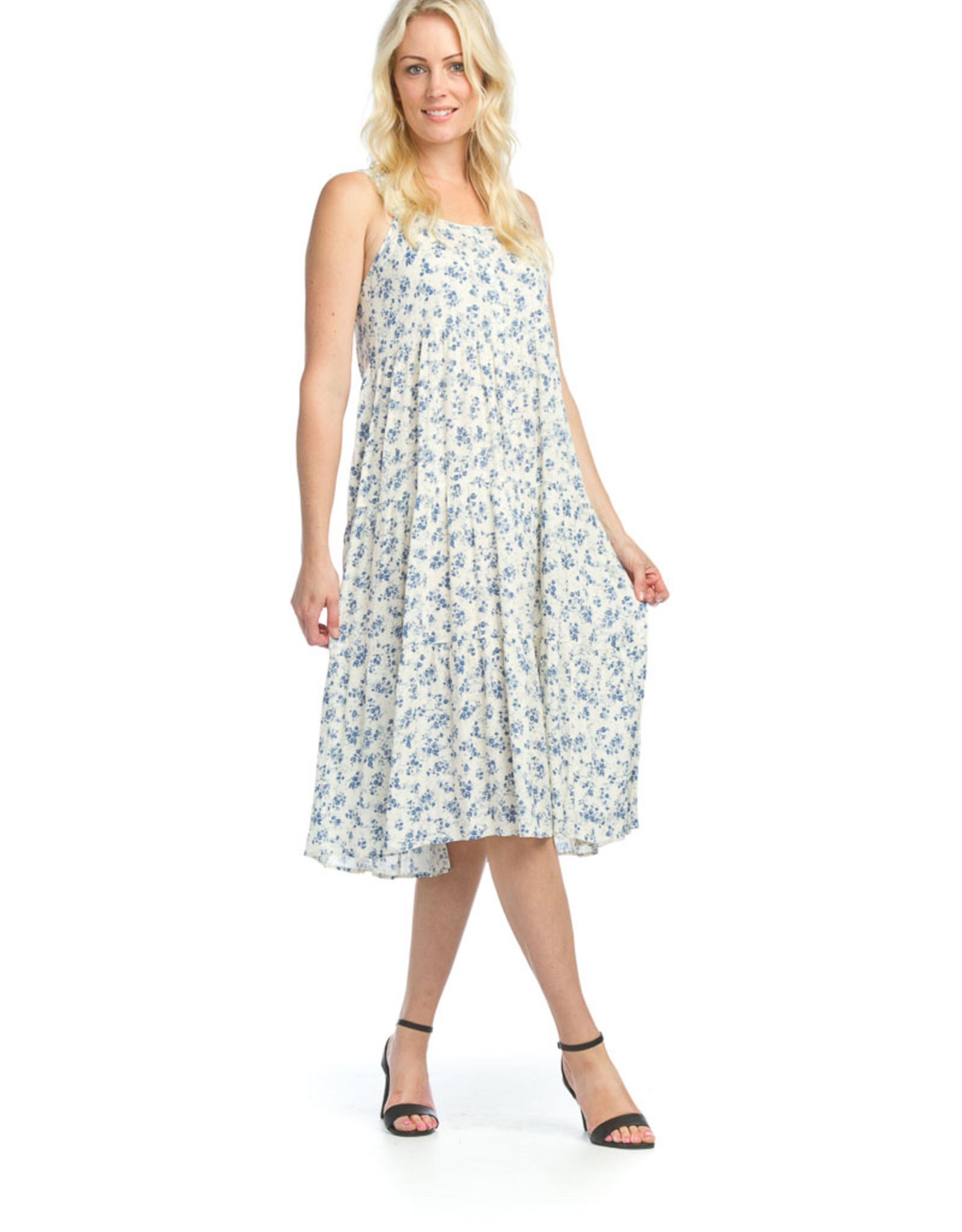 Papillon Ditsy Print Crinkle Tiered Dress