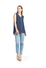 Papillon Button Front Sleeveless Top