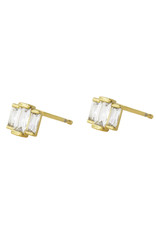 Jackie J Jackie J 0.2â€³x0.1â€³| Stud earring made from one large and two smaller CZâ€™s Gold