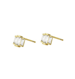 Jackie J Jackie J 0.2â€³x0.1â€³| Stud earring made from one large and two smaller CZâ€™s Gold