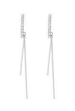 Jackie J Dangle earring design with CZâ€™s and long bars Silver