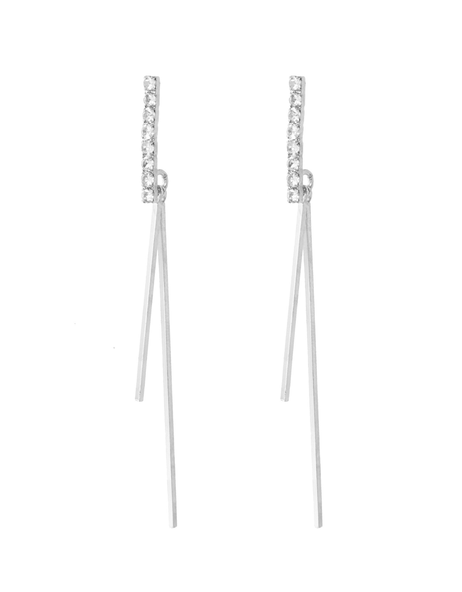Jackie J Dangle earring design with CZâ€™s and long bars Silver