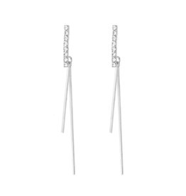 Jackie J Dangle earring design with CZâ€™s and long bars Silver