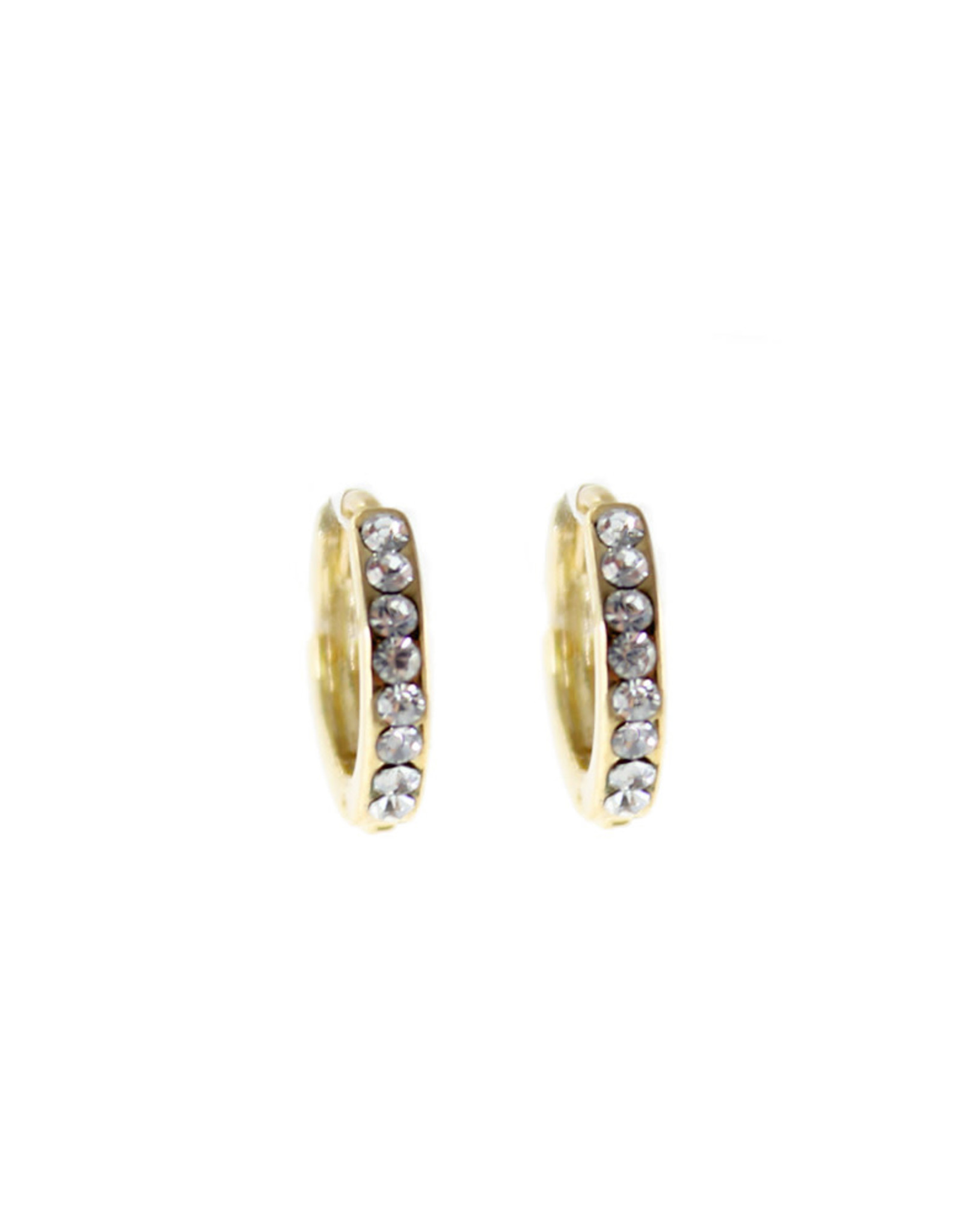 Jackie J 0.4â€³ | Huggie hoop earring with half crystals Gold