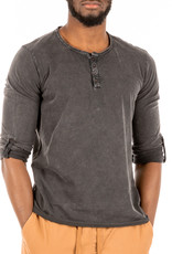 RD Style Mens L/S Henley Acid Wash Top