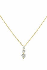 Jackie J 16â€³+2â€³ | Elegant necklace designed with a three crystal pendant Gold