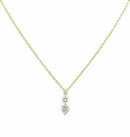 Jackie J 16â€³+2â€³ | Elegant necklace designed with a three crystal pendant Gold