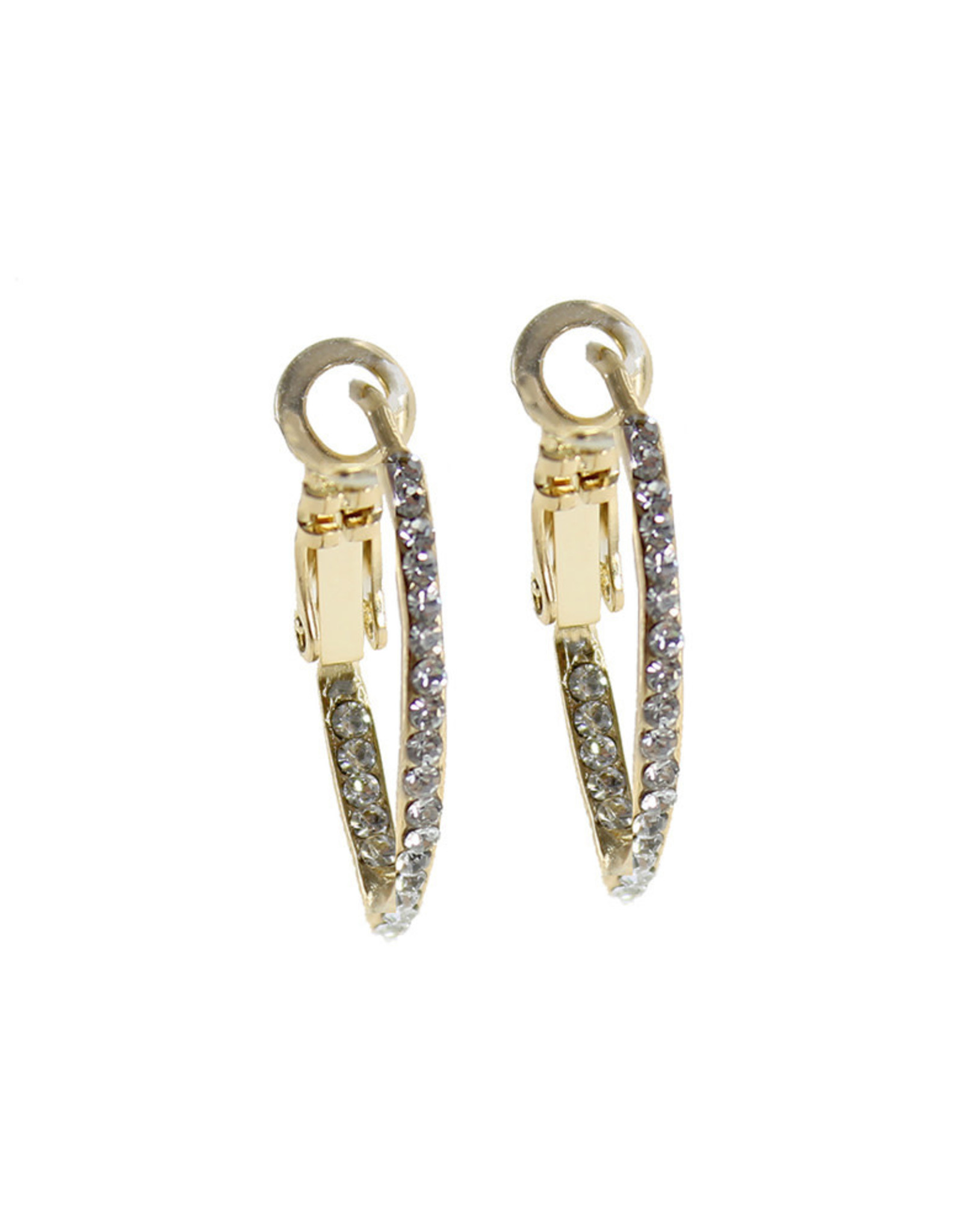 Jackie J 0.78â€³ oval hoop with inside-out crystal earring Gold