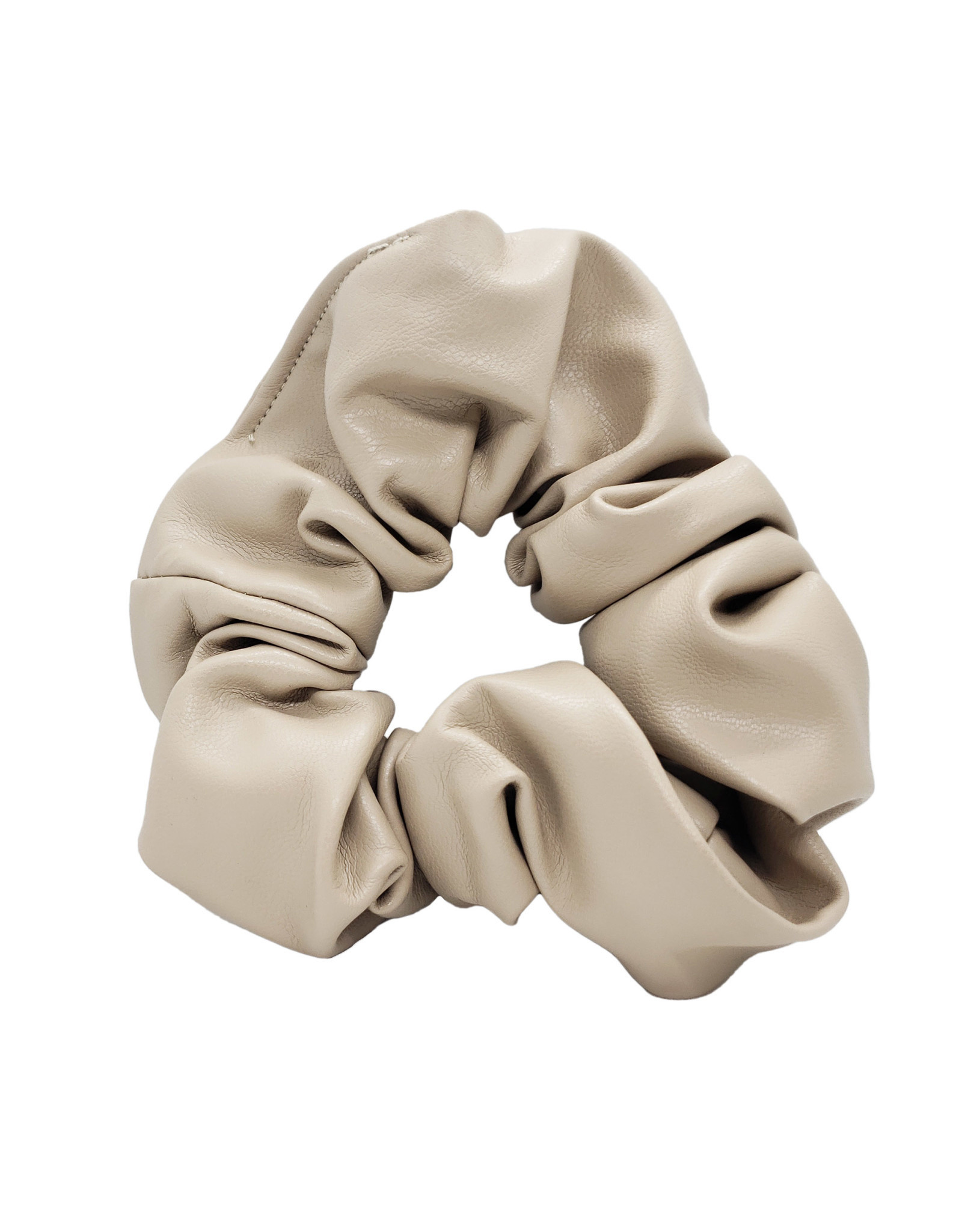 Jackie J Faux Leather hair scrunchie Beige