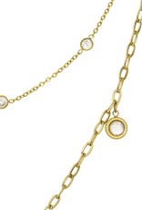 Jackie J Stainless steel, double layer gold necklace with cobalt & CZ charms
