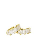 Jackie J 0.4â€³ | Huggie hoop earring with 4 embedded CZâ€™s Gold