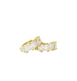 Jackie J 0.4â€³ | Huggie hoop earring with 4 embedded CZâ€™s Gold