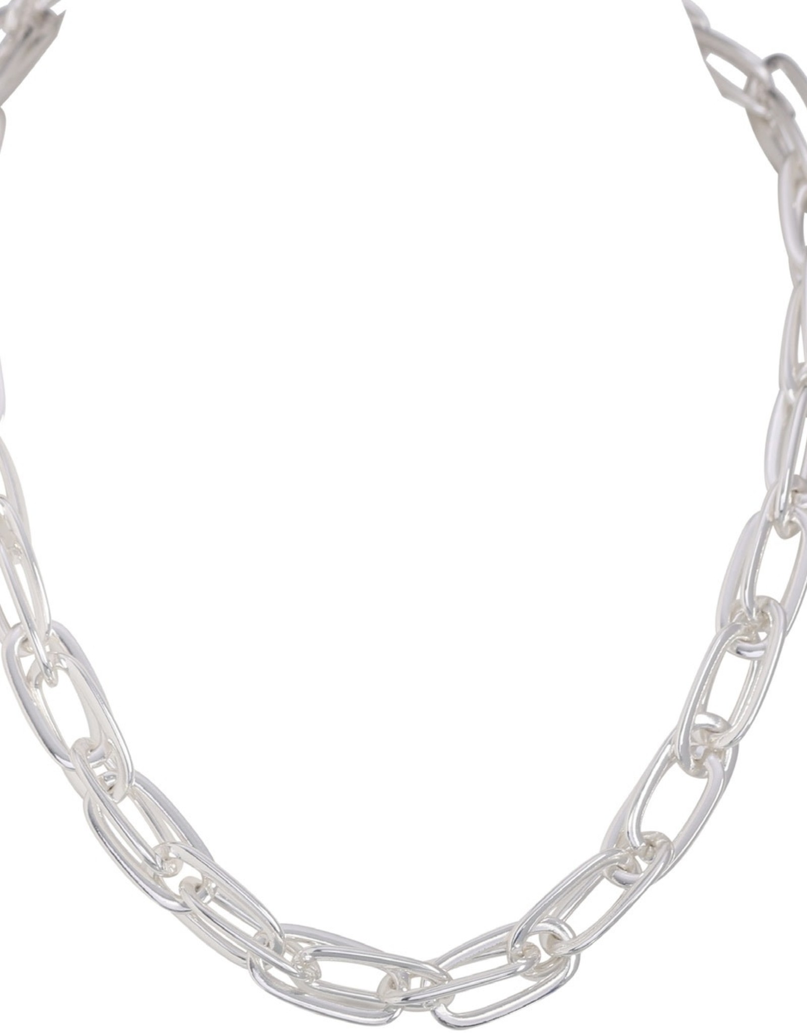 Merx Inc. Fancy Large Chain Necklace Silver