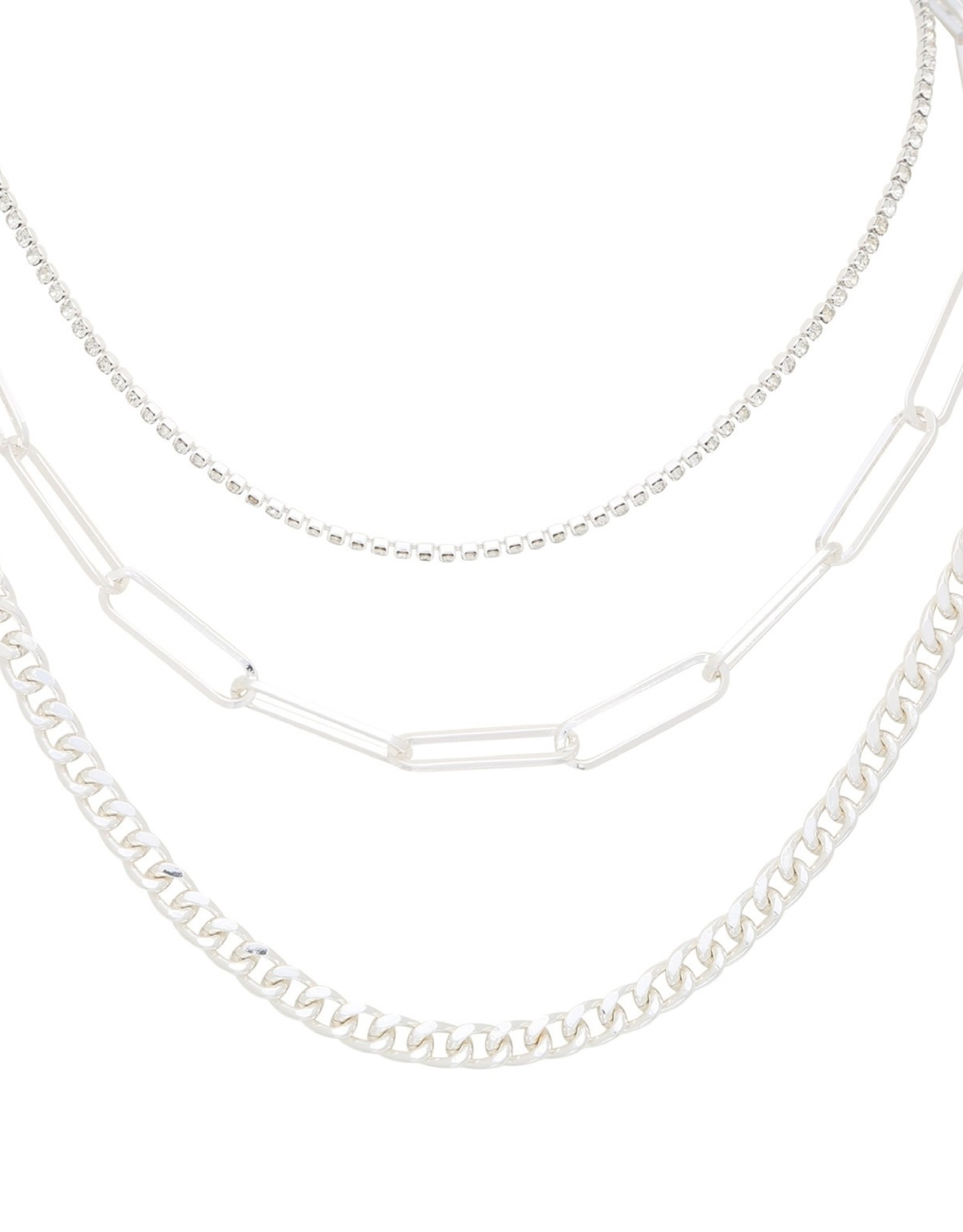 Merx Inc. Multi Layered Link Chain Necklace Silver