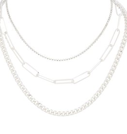 Merx Inc. Multi Layered Link Chain Necklace Silver