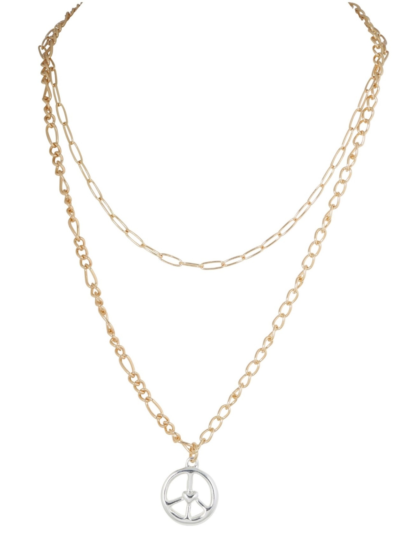 Merx Inc. 2 Layer Peace Necklace Gold