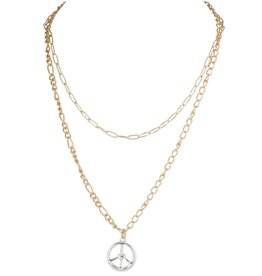 Merx Inc. 2 Layer Peace Necklace Gold