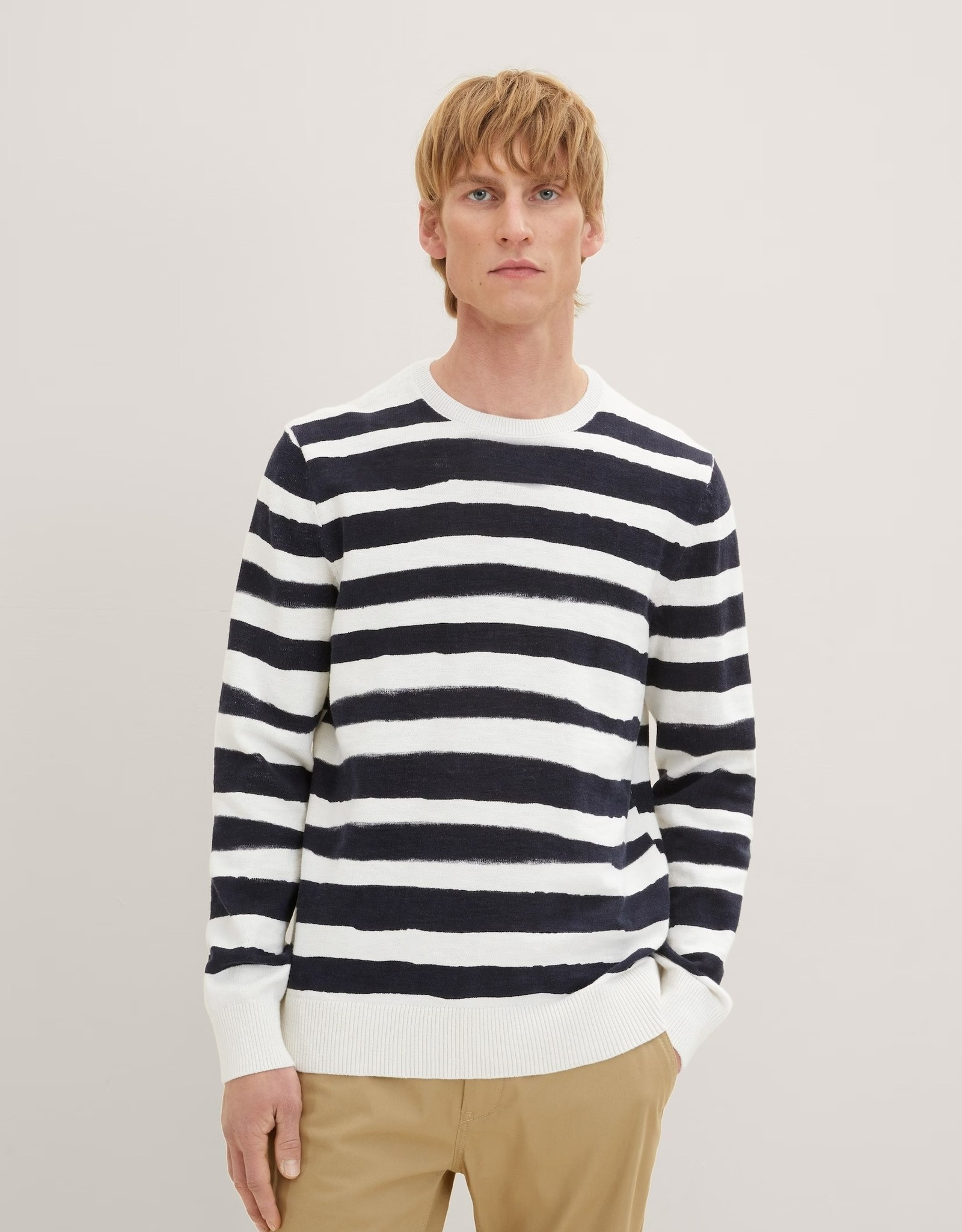 Tom Tailor Mens Striped Crew Nk Sweater