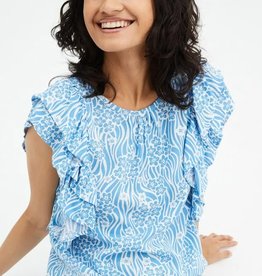 Compania Fantastica Ruffle Sleeve Print Top