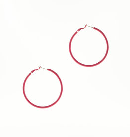 Jackie J Double 2â€³ Colored simple hoops Magenta