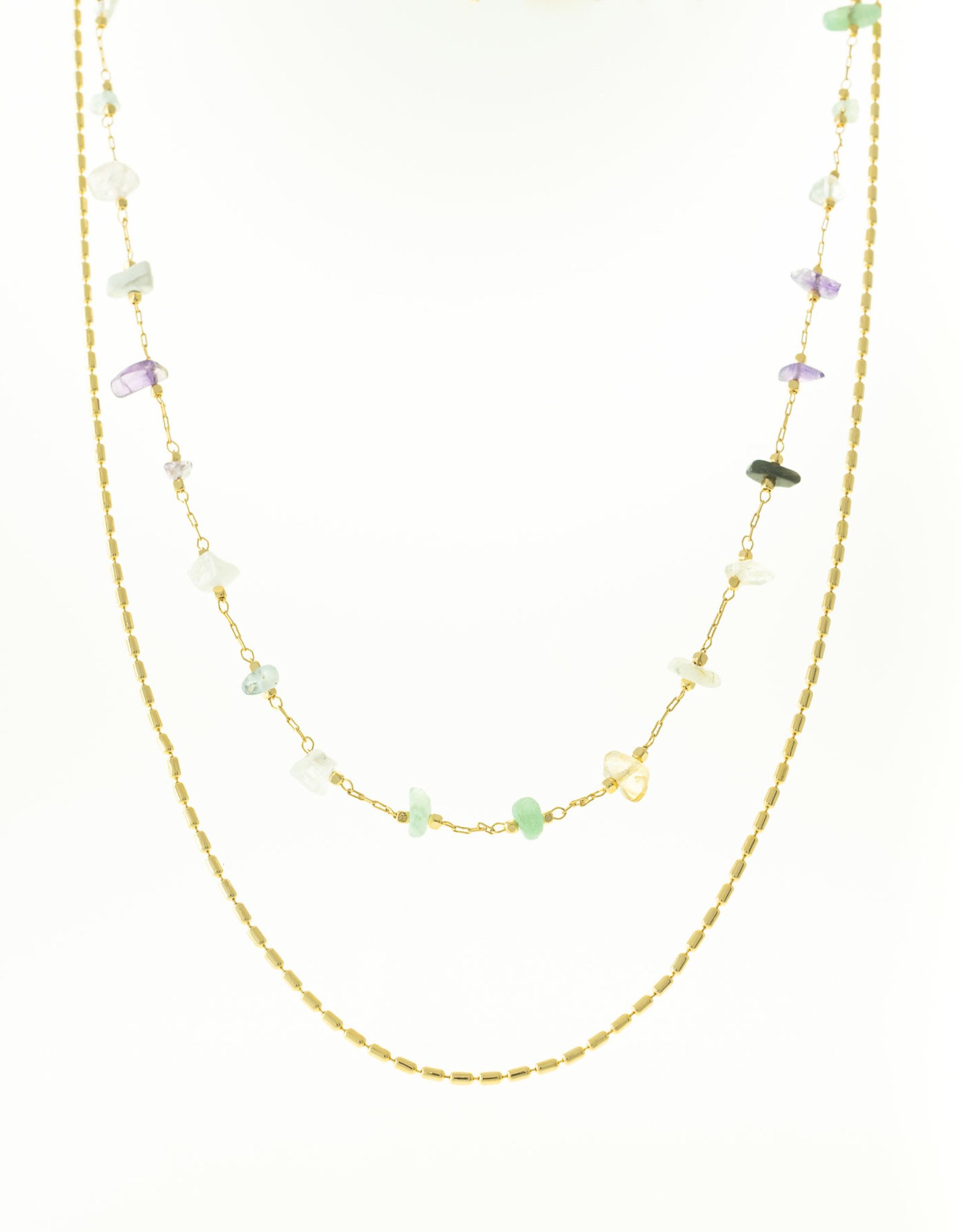Jackie J Double Layer Necklace w Natural Stones