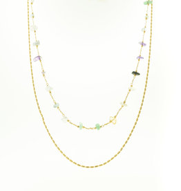 Jackie J Double Layer Necklace w Natural Stones