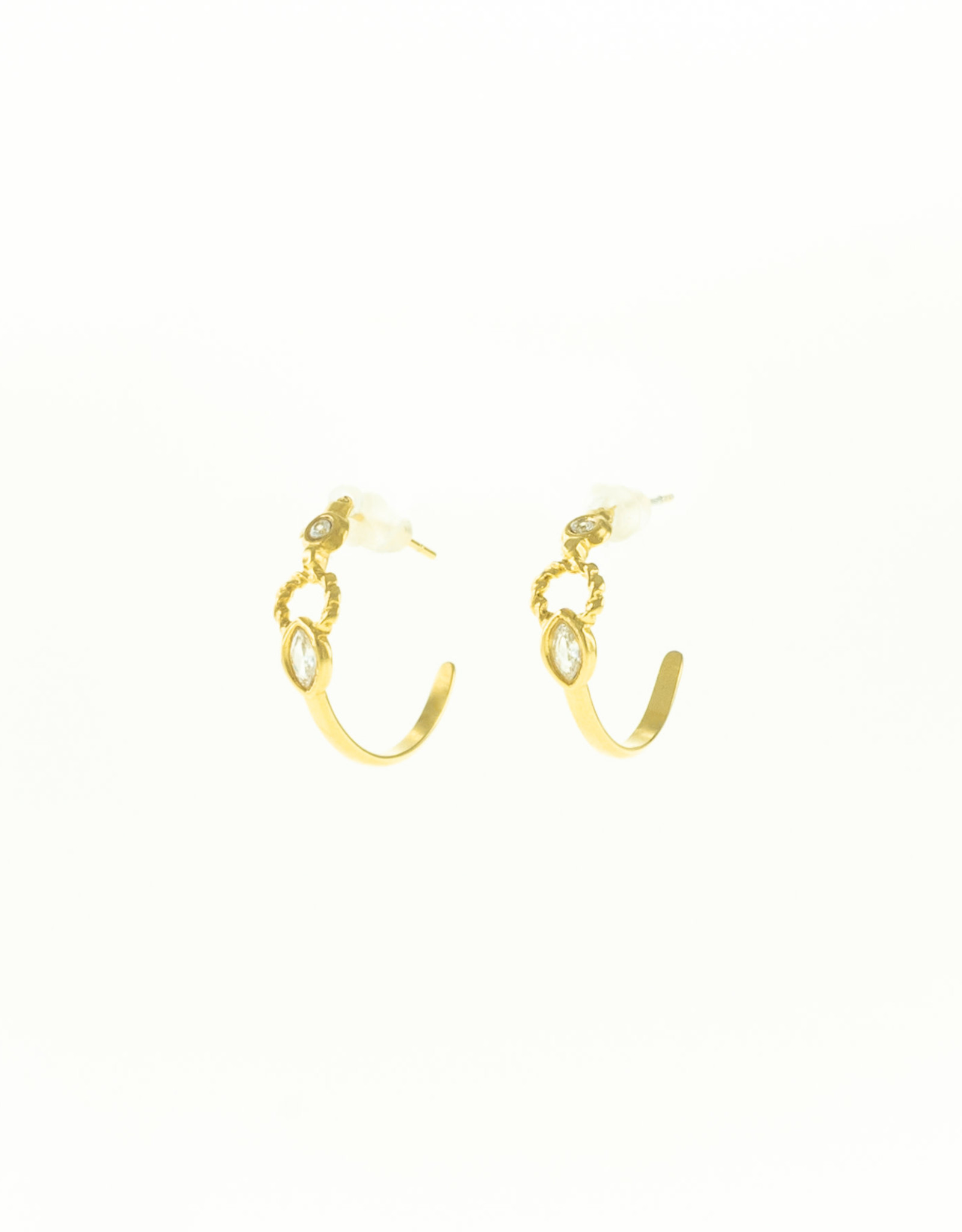 Jackie J 0.9 " Open hoops with oval crystal