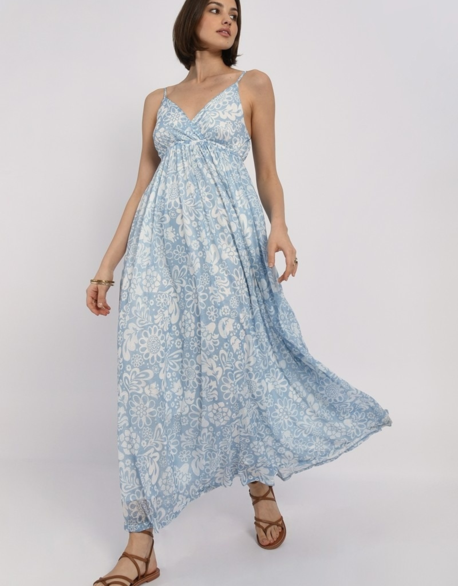 Molly Bracken Blue Printed Maxi Dress