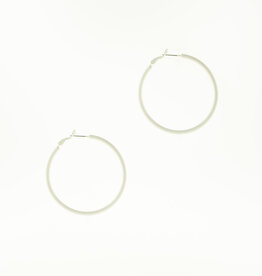 Jackie J Double 2â€³ Colored simple hoops White