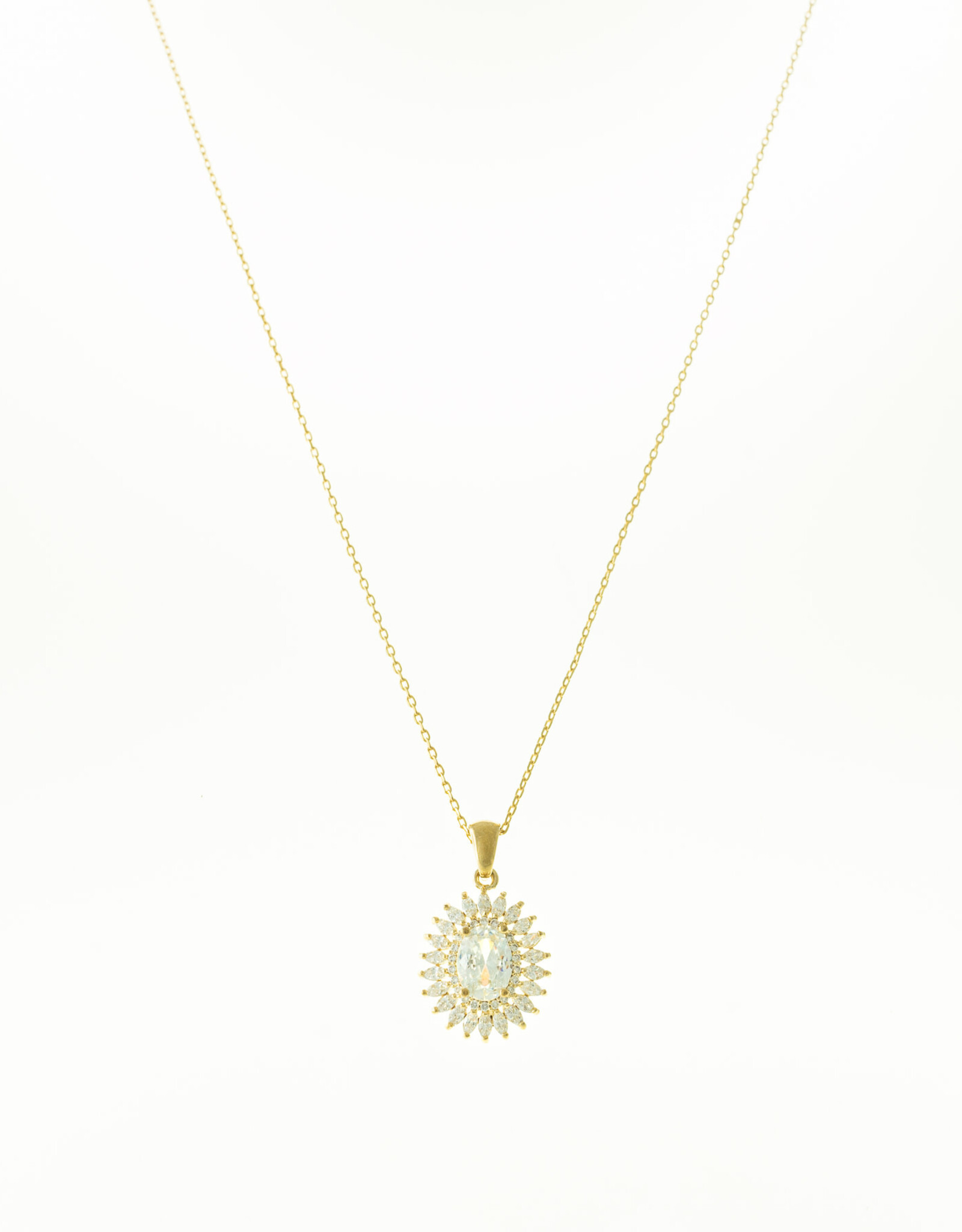 Jackie J Delicate chain with CZ oval round pendant
