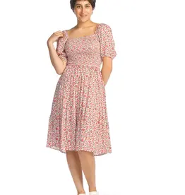 Papillon Ditsy Floral Smocked Puff Sleeve Dress with Pockets