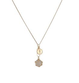 Merx Inc. Necklace Shiny Gold Rock Crystal