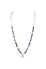 Merx Inc. Fashion Chain Necklace Silver Blue Aventurine 70cm+ext