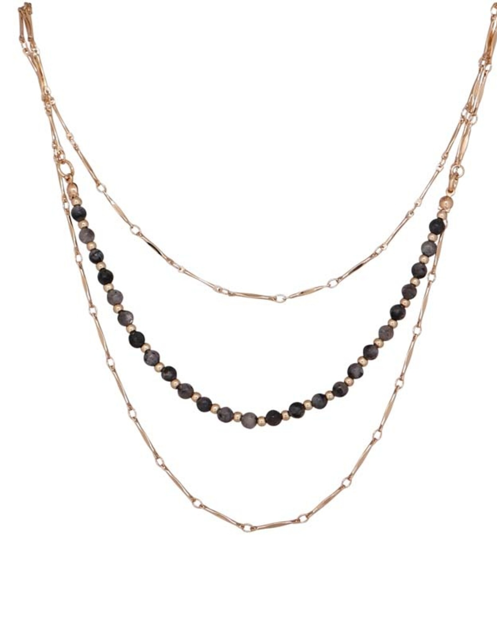 Merx Inc. Fashion Chain Necklace Gold Grey Agate 45+5CM ext