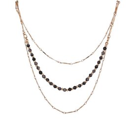 Merx Inc. Fashion Chain Necklace Gold Grey Agate 45+5CM ext