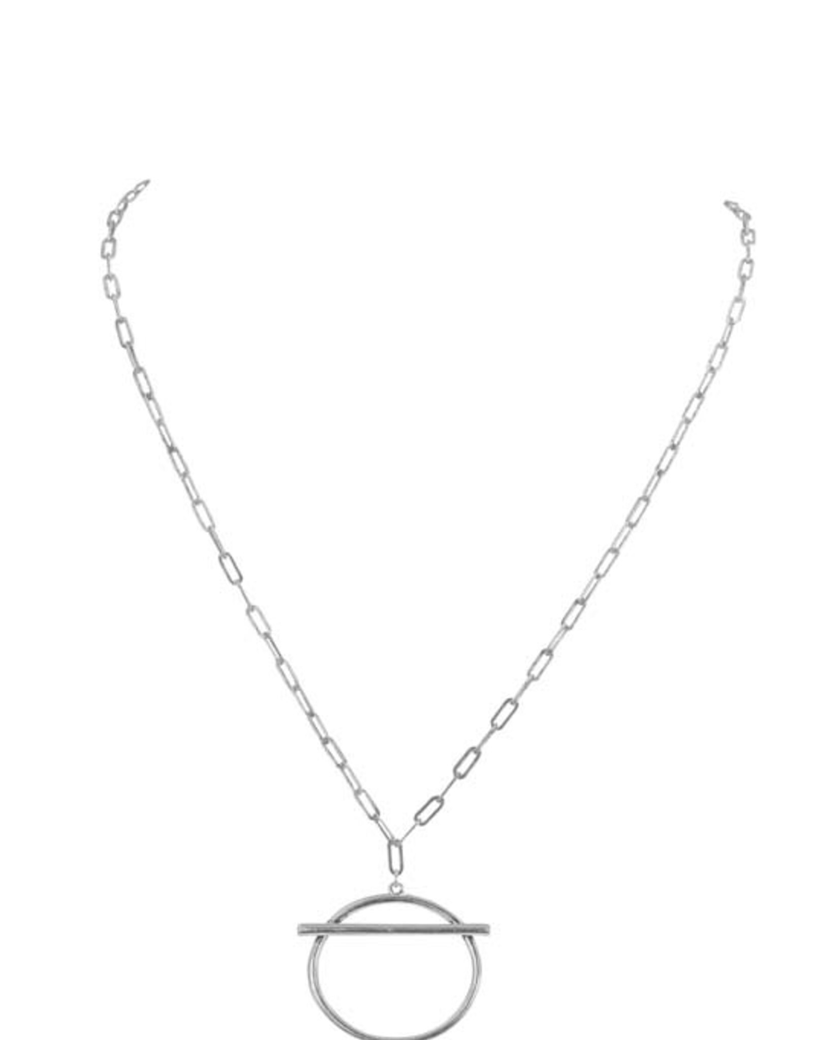 Merx Inc. Fashion Necklace shiny Antique silver 45cm+7cm