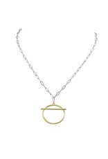 Merx Inc. Fashion Necklace shiny silver+light Matt KC gold 45cm+7cm
