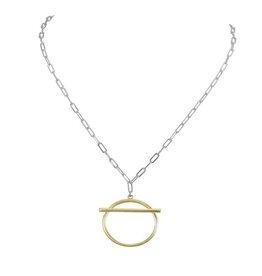 Merx Inc. Fashion Necklace shiny silver+light Matt KC gold 45cm+7cm