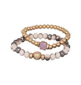 Merx Inc. Studio Bracelet Shiny Gold Rose + Glass beads