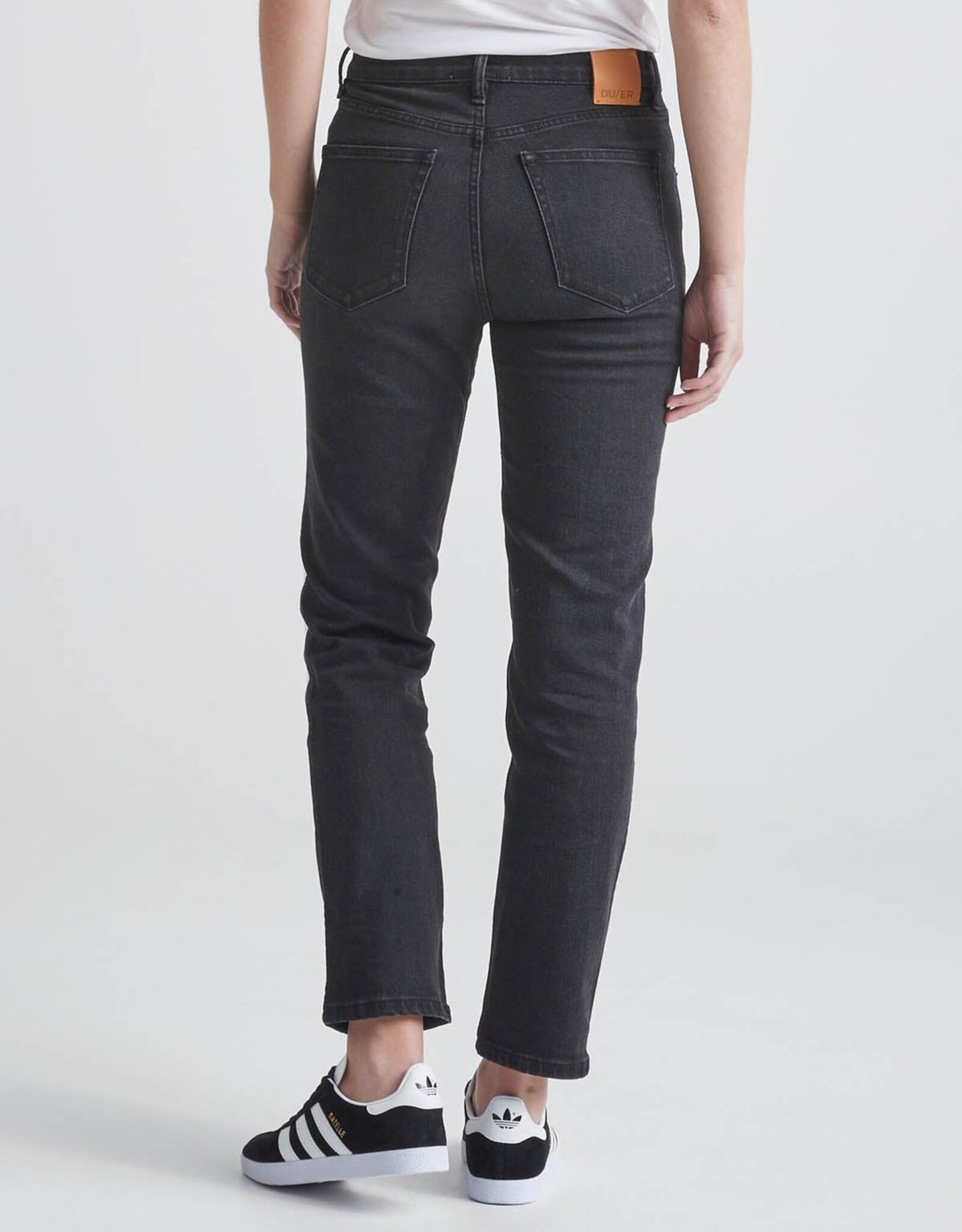 Duer Midweight Performance Denim High Rise Straight - Aged Black