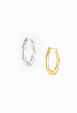 Jackie J 0.9" Oval hoops earrings with sharp edges Gold