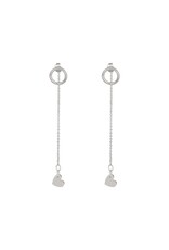 Merx Inc. Fashion Earring Shiny Silver Dainty Chain/Mini Heart Drop