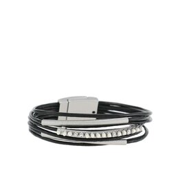 Merx Inc. Fashion Bracelet M-RH+61 black + white oil + Crystal