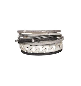 Merx Inc. Fashion Bracelet MS+SS+#39+#501+#502 grey 38cm