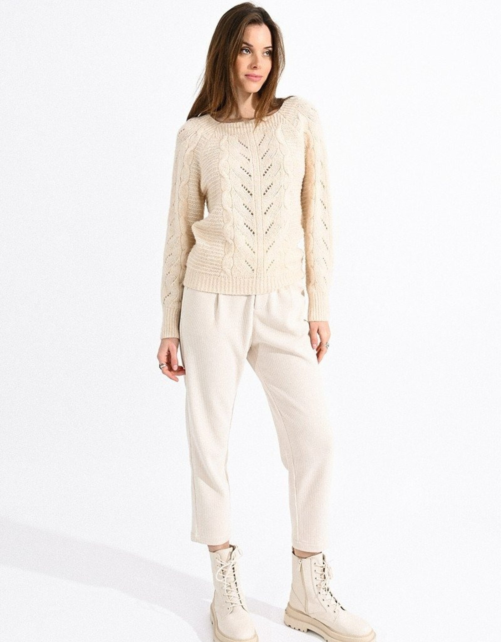 Molly Bracken Cable Knit Sq Neck Sweater