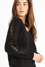 Molly Bracken Lace Sleeve Detail V-Nk Sweater