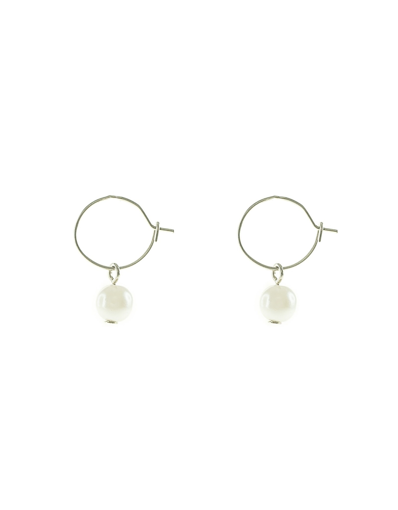 Jackie J Jackie J 0.4â€² Delicate hoops with acrylic pearl pendant Silver