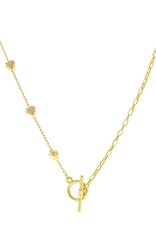 Jackie J Jackie J 16â€² Half delicate chain with 3D hearts, half paper clip chain Gold