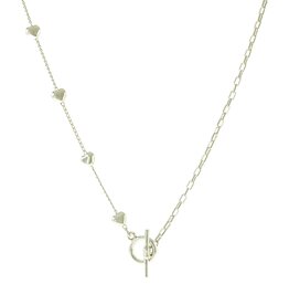 Jackie J Jackie J 16â€² Half delicate chain with 3D hearts, half paper clip chain Silver